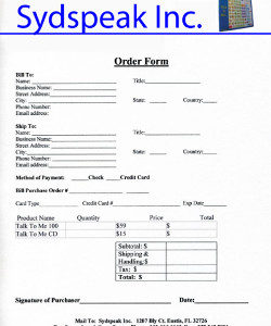 Talk To Me 100 ® Order Form